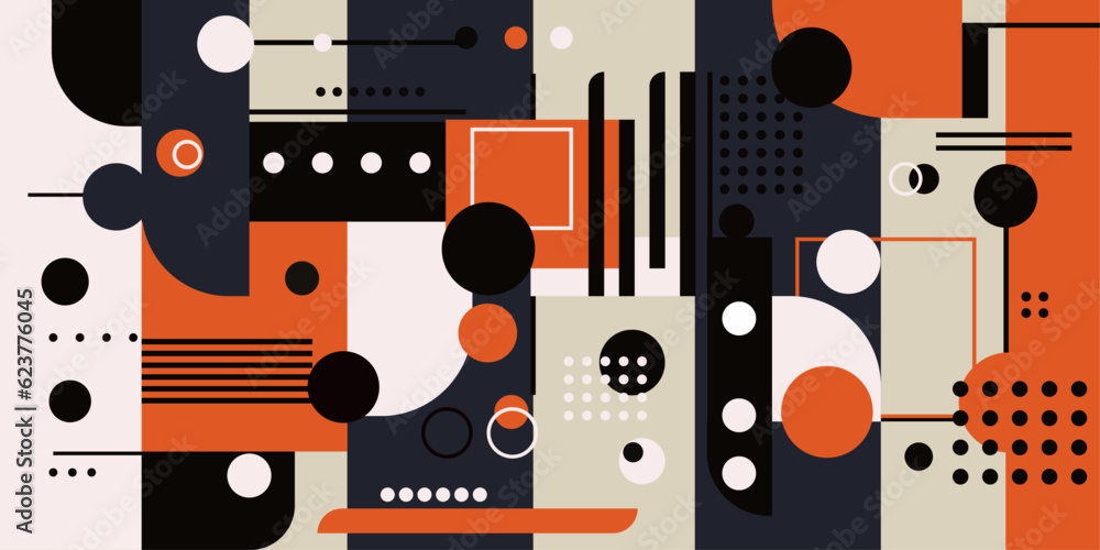 Fototapete Composition of rectangles and circles, harmoniously arranged in the form of an artistic picture. Can be used as seamless. Art abstraction picture.