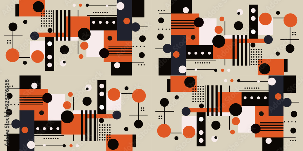 Poster abstract geometric background. a composition of rectangles and circles, harmoniously arranged in the