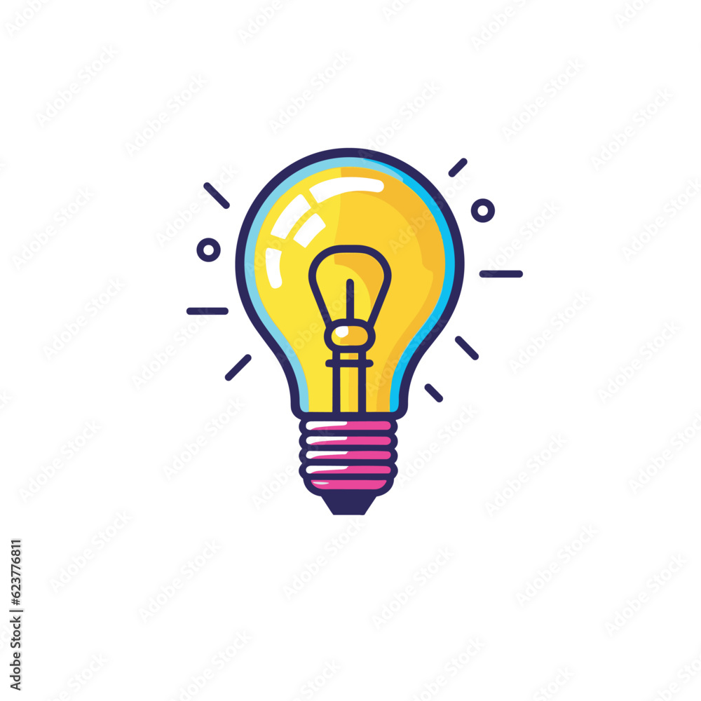 Aufkleber vector of a flat icon vector of a yellow light bulb with a lightbulb on top of it