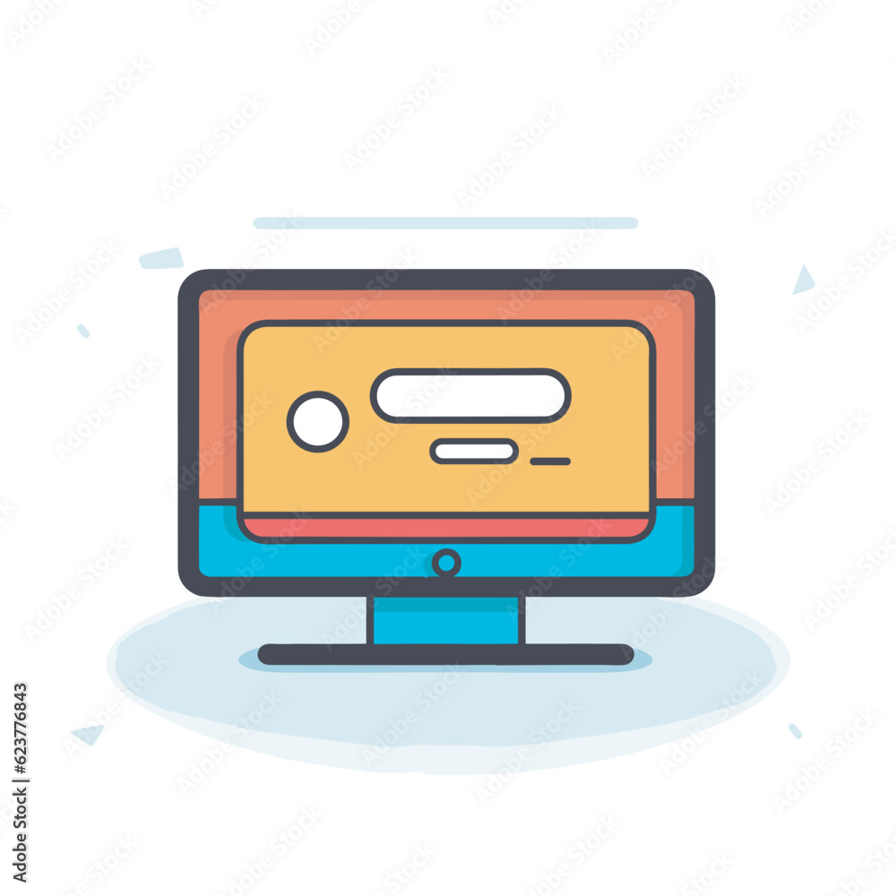 Poster vector of a computer monitor with a speech bubble on the screen