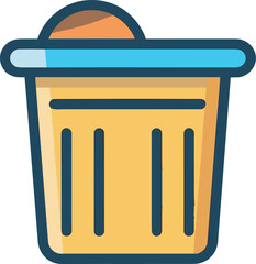 Vector of Trash can with an orange inside, minimalist flat vector illustration