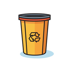 Vector of a flat vector icon of a trash can with a recyclable sign, representing recycling and waste management