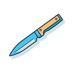 Vector of a flat icon vector of a blue and orange knife on a white background