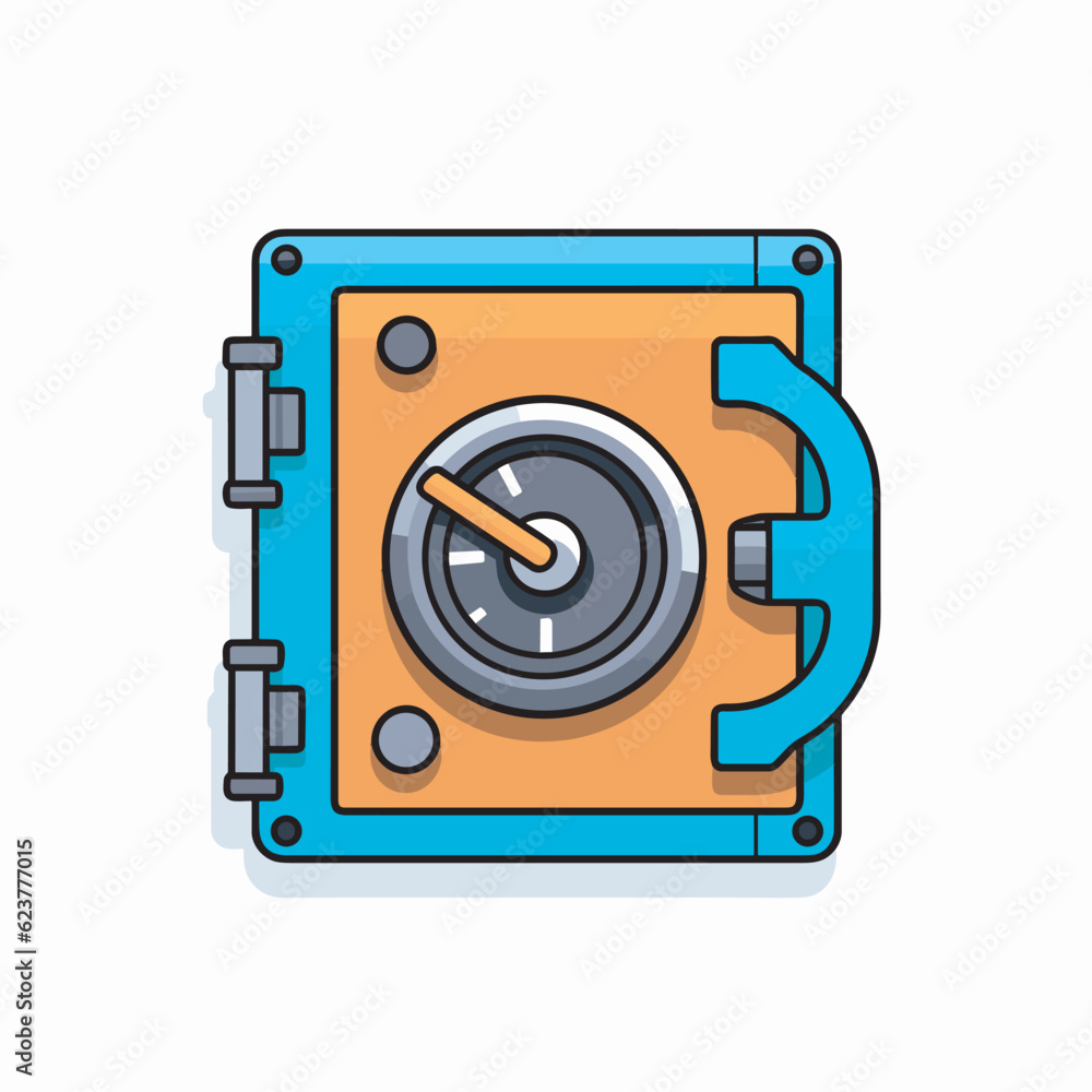 Aufkleber vector of a flat icon vector of a yellow and blue box with a clock on it