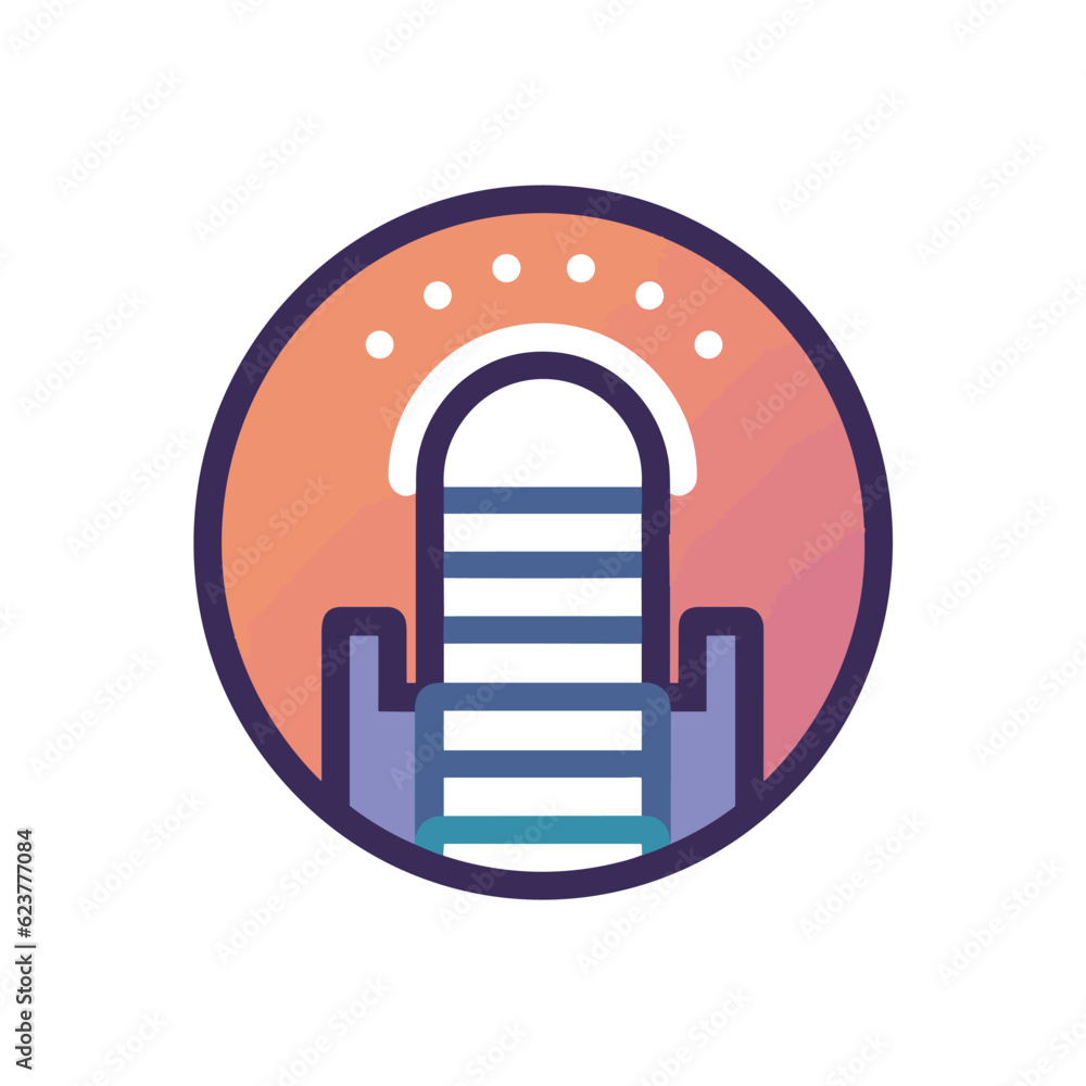 Poster vector of a flat vector icon of a building with a central door