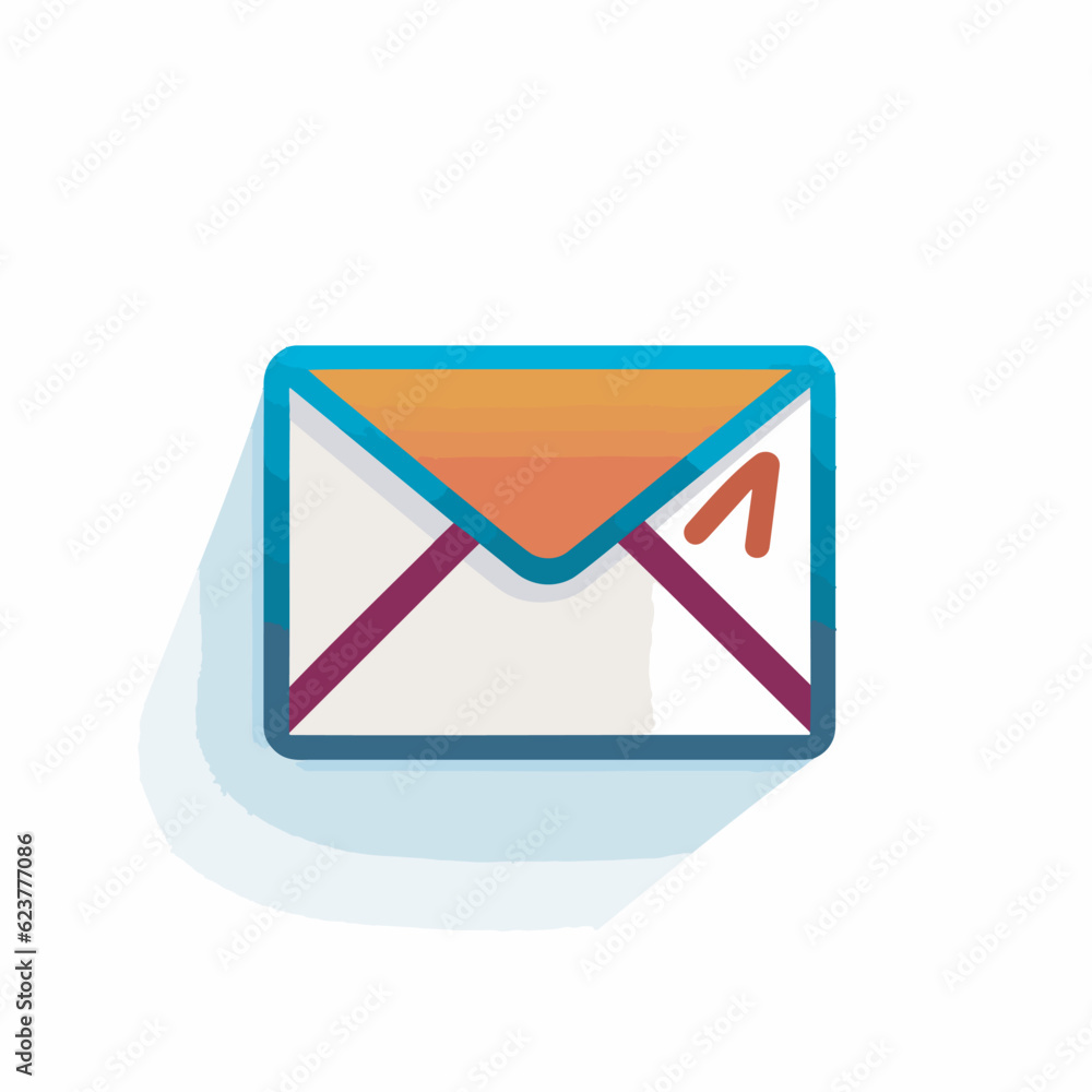 Aufkleber vector of an email envelope with a long shadow on a white background