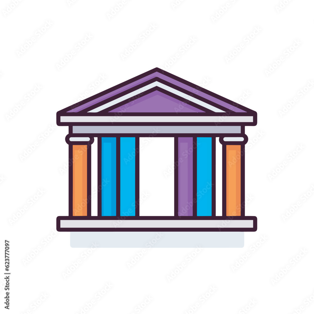 Poster vector of a flat icon vector of a building with columns and a roof