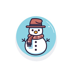 Vector of a cute and festive snowman wearing a hat and scarf