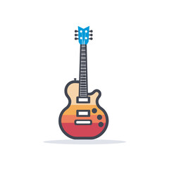 Naklejka premium Vector of a flat icon vector of a guitar with an orange and red body
