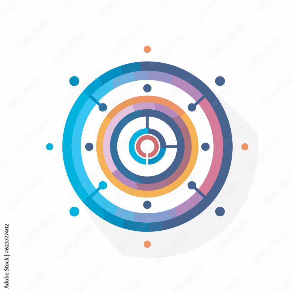 Poster vector of a colorful circle with dots around it, suitable for icons and vectors in a flat design sty