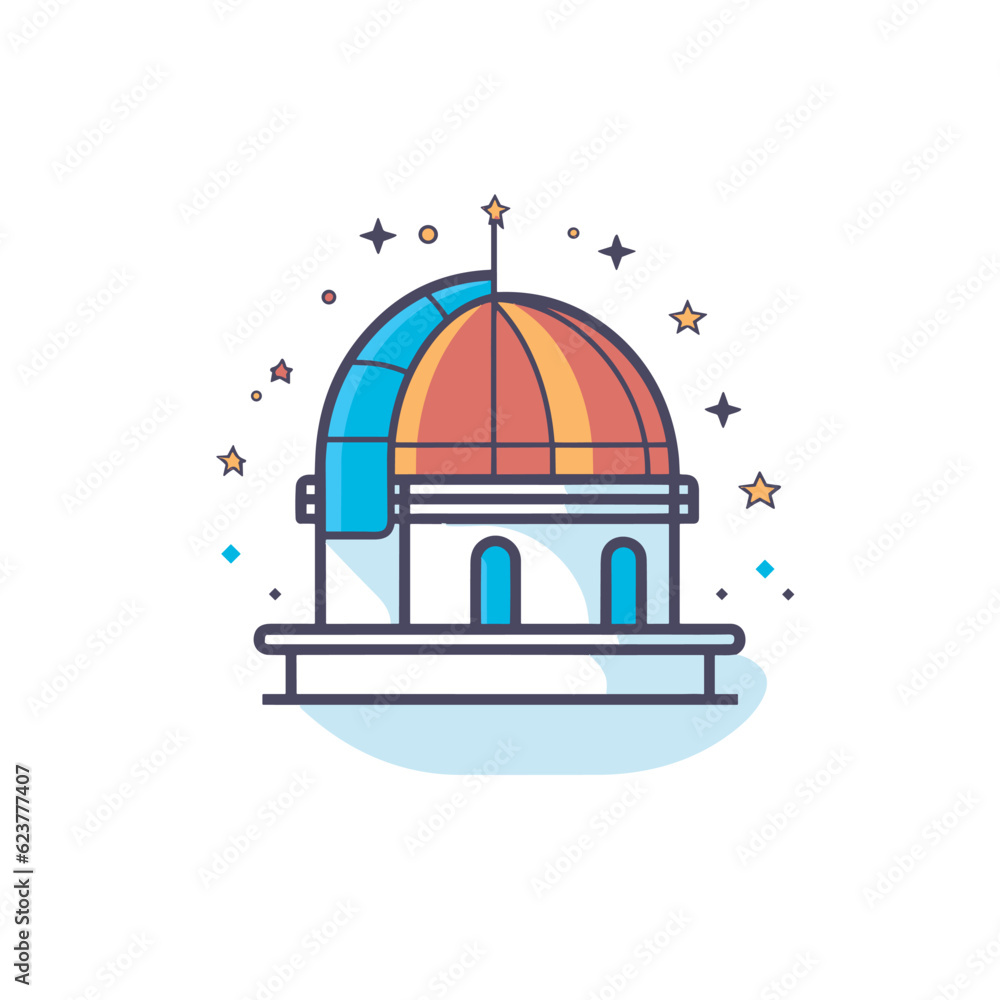 Aufkleber vector of a flat icon vector of a building with a dome and stars around it