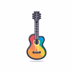 Obraz premium Vector of an icon of a multicolored acoustic guitar in a flat vector style