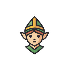 Vector of a person wearing a hat and a green shirt in a flat icon style