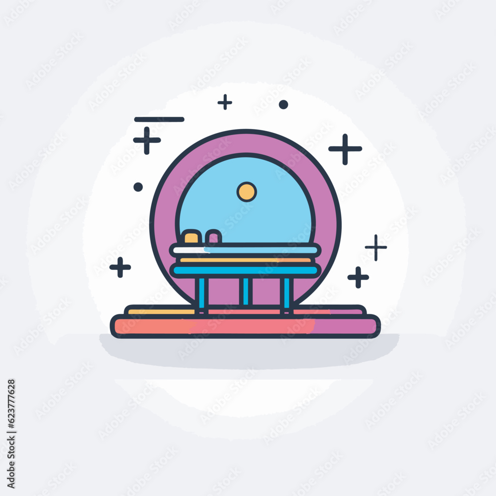 Poster vector of a colorful flat icon with a circular shape on top