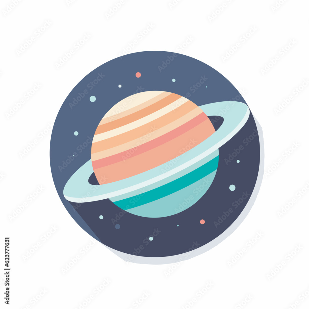 Aufkleber vector of a flat icon vector depicting a planet with a ring around it
