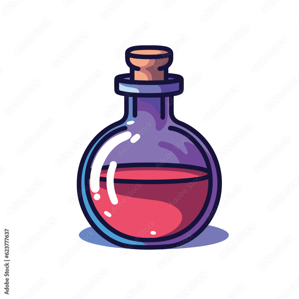 Poster vector of a flat icon vector of a bottle with liquid inside