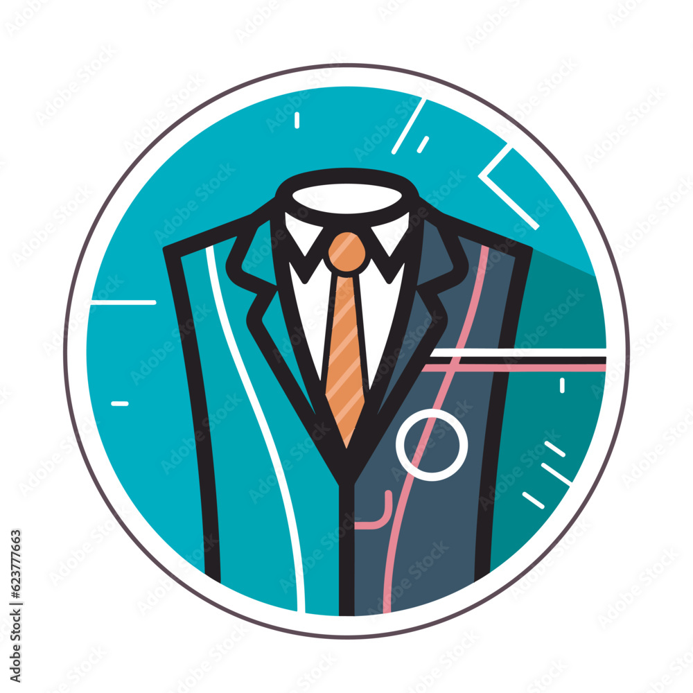 Poster vector of a flat icon of a suit and tie in a circular shape