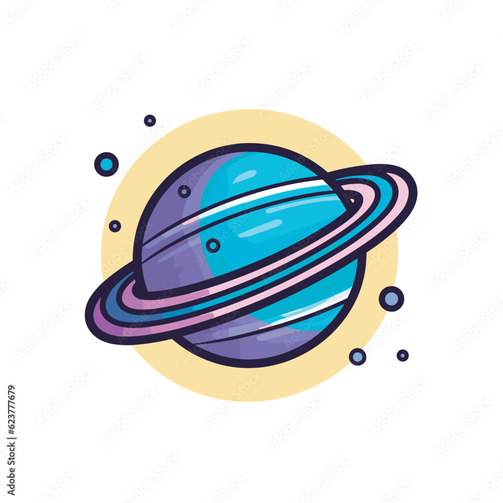 Aufkleber vector of a flat icon vector of a planet with a ring around it