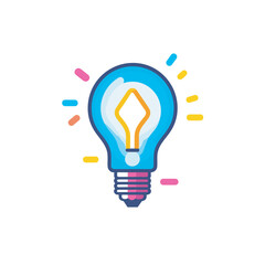 Vector of a flat icon representing a light bulb with a pencil inside