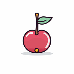 Vector of a red apple with a green leaf on top, in a flat icon style