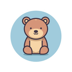 Vector of a cute teddy bear sitting on a blue circle icon vector illustration