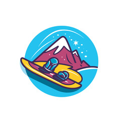 Fototapeta premium Vector of a person riding a snowboard in a flat cartoon style
