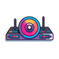 Vector of a flat vector icon of a turntable with a record player on it