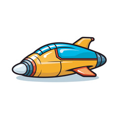 Vector of a yellow and blue toy submarine on a white background