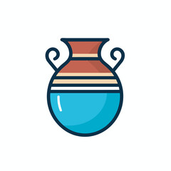 Vector of a blue vase with a red and yellow stripe on it