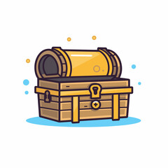 Vector of a flat vector icon of a wooden chest with a lock on it