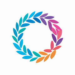 Vector of a colorful wreath of leaves on a white background