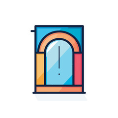 Vector of a colorful door with a clock icon on it