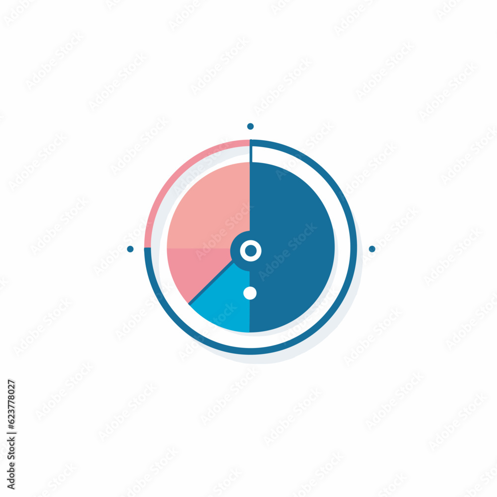 Poster vector of a flat icon vector of a clock with two different colors on it