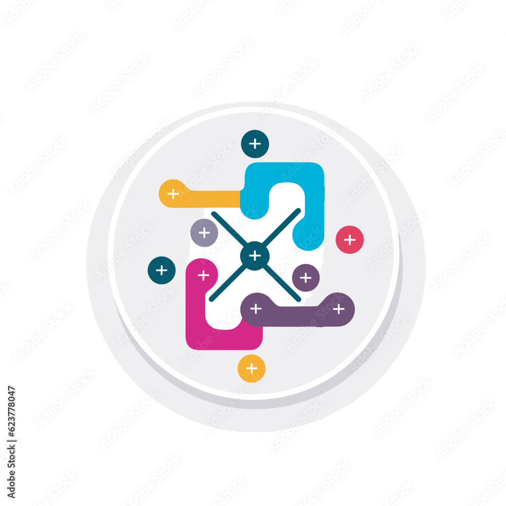 Poster vector of a flat icon vector of a colorful clock on a white plate
