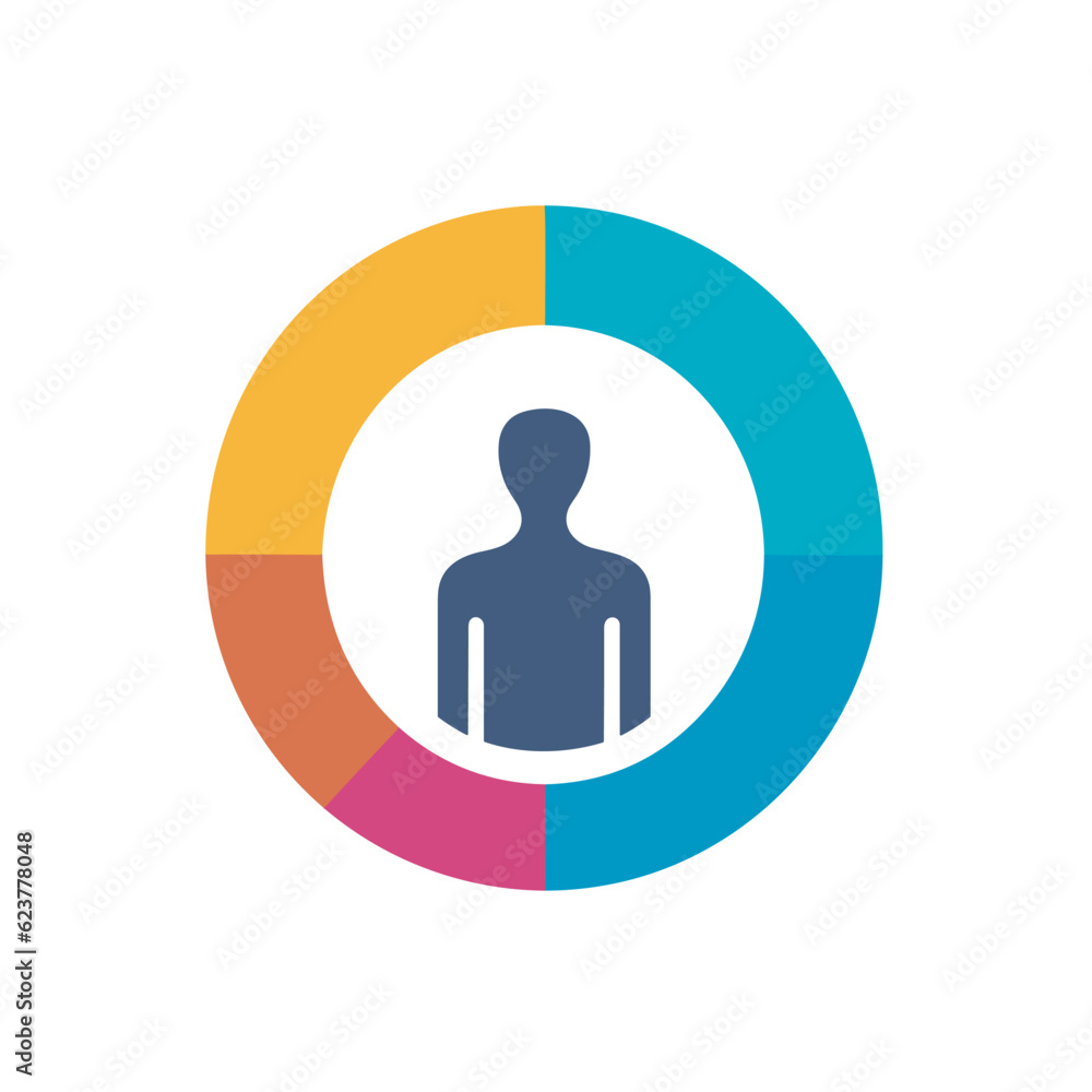 Poster vector of a flat icon of a person in a circle with a colorful design