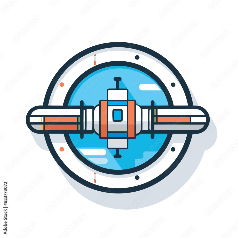 Aufkleber vector of an orange and blue object on a white background icon in a flat design