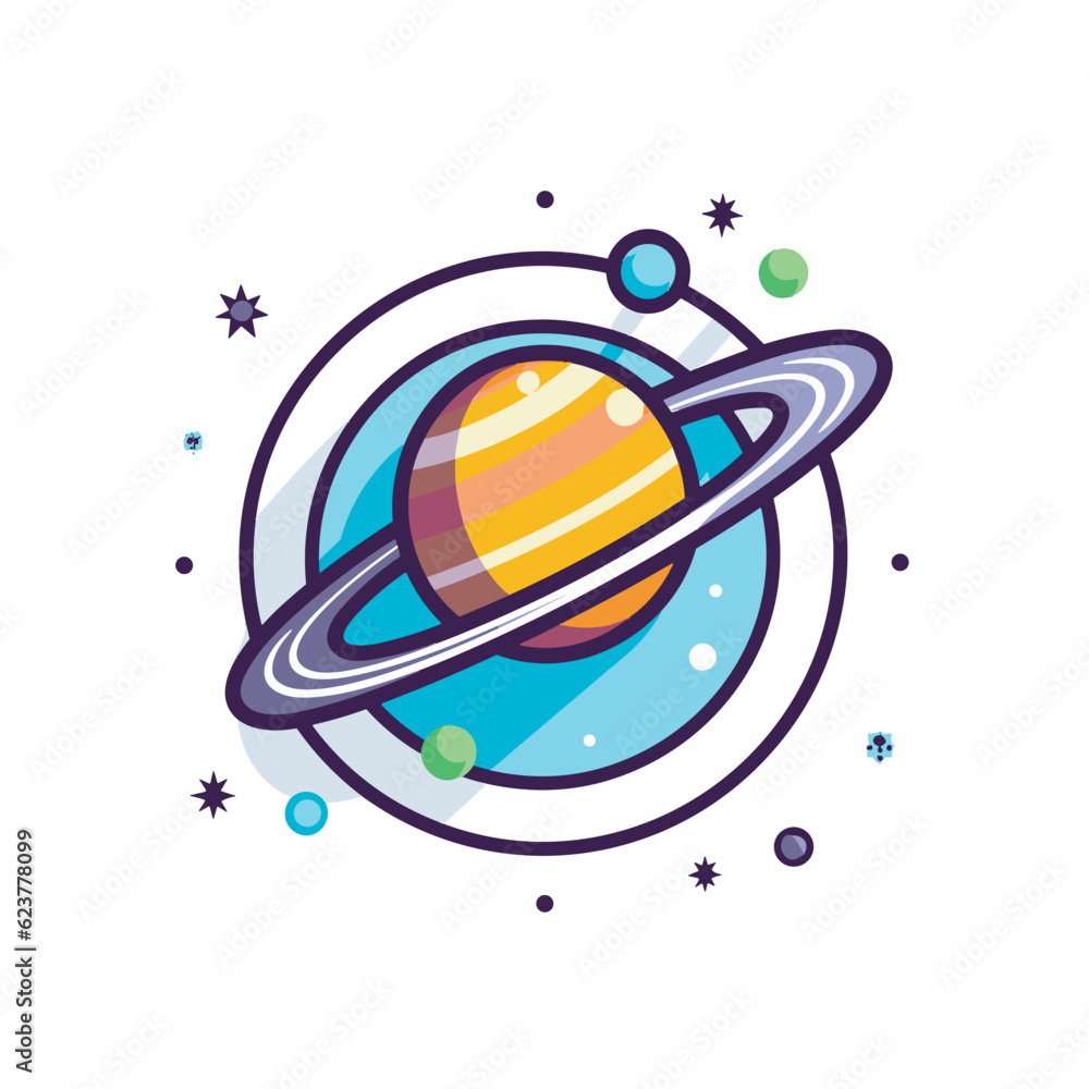 Aufkleber vector of a flat icon vector of a planet with a ring around it