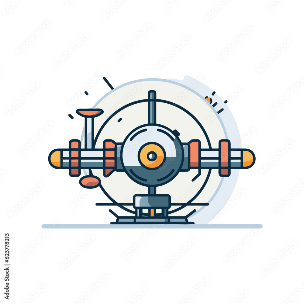 Poster vector of a flat icon vector of a small airplane with a propeller on top