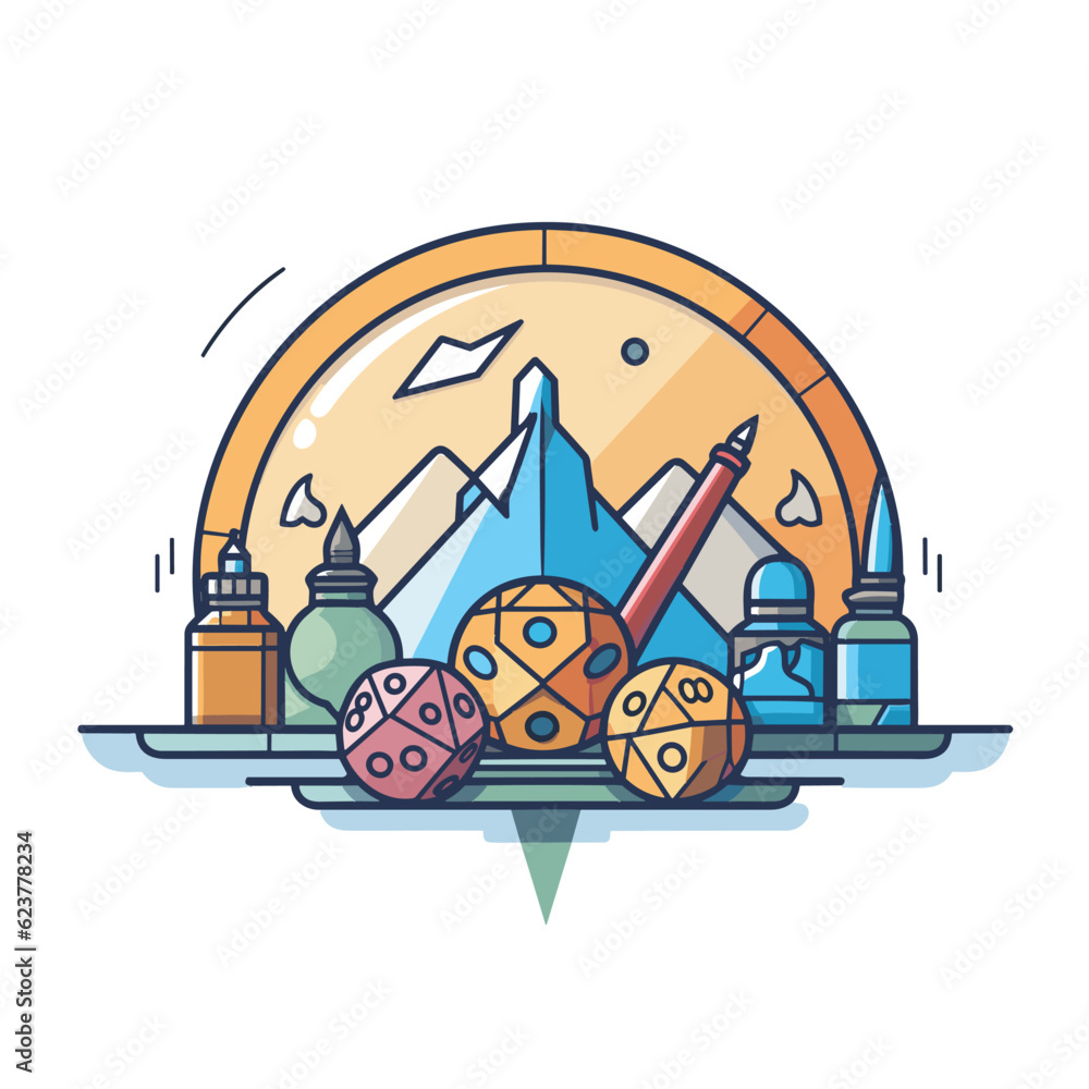 Poster vector of a flat icon vector of dices and a clock