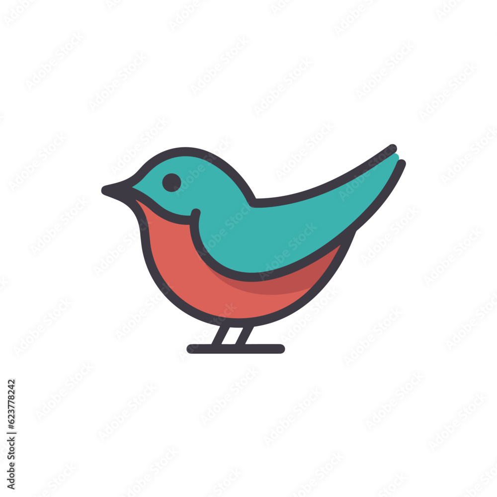 Poster vector of a flat icon of a colorful bird on a simple white background