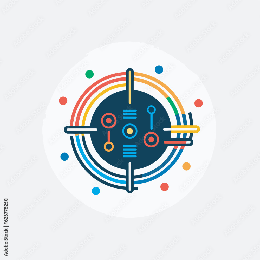 Poster vector of a colorful flat icon of a circle with concentric circles around it