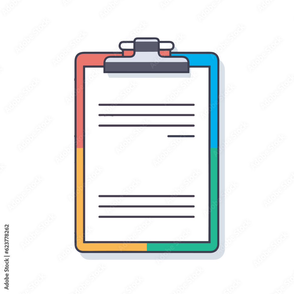 Aufkleber vector of a flat icon of a clipboard with a sheet of paper on it