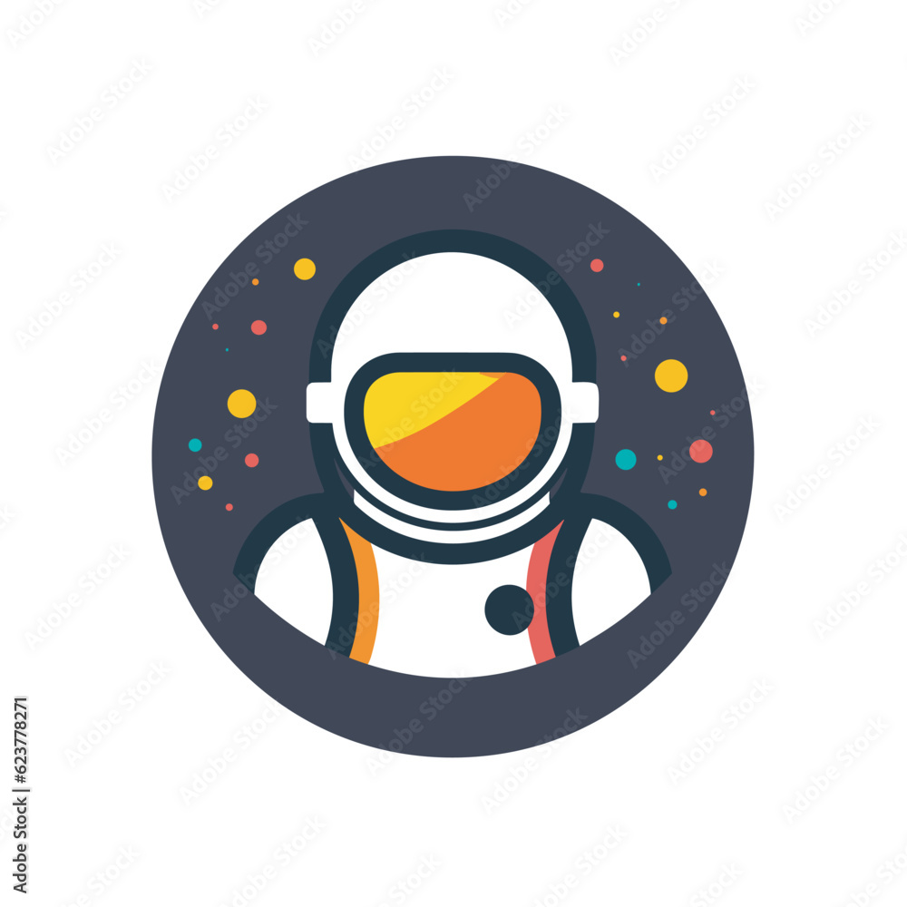 Aufkleber vector of a man in a colorful space suit surrounded by abstract dots