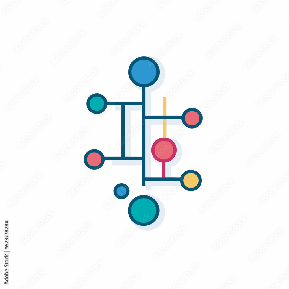 Aufkleber vector of a diagram with colorful dots in a flat icon style