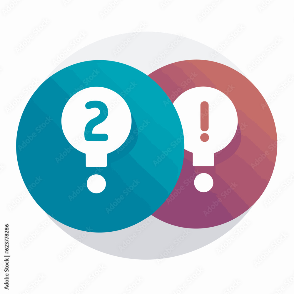 Poster vector of two flat icon circles with a question and a question mark