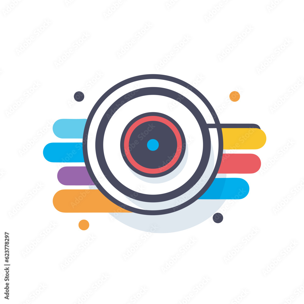 Poster vector of a minimalist flat icon on a white background with a black and red object