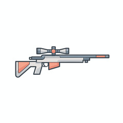 Vector of a flat icon vector of a rifle with a scope on top