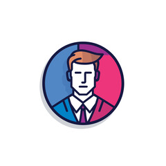 Obraz premium Vector of a flat icon of a man wearing a suit and tie in a circular shape