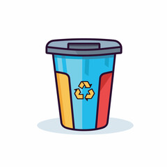 Vector of a flat icon vector of a trash can with a recyclable lid and a recyclable