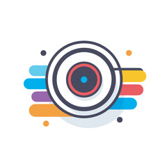 Vector of a minimalist flat icon on a white background with a black and red object